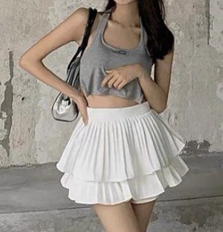 INSTOCK white mini skirt layered tiered ulzzang tennis skirt korean fashion style cottagecore fairycore soft girl pinterest aesthetic trendy