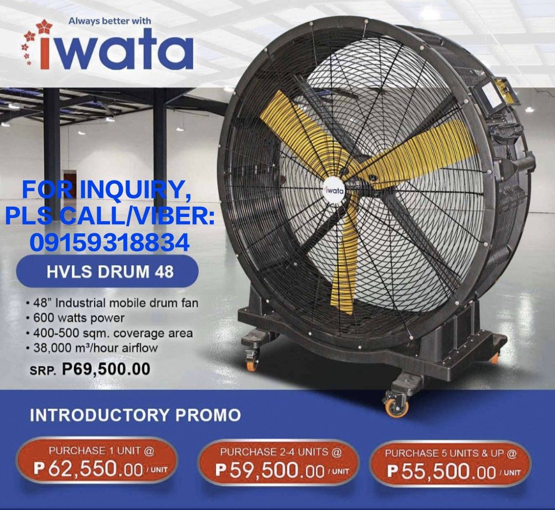IWATA HVLS DRUM FAN48 INDUSTRIAL DRUM FAN, Commercial & Industrial