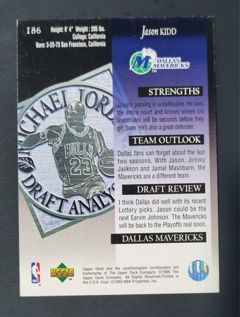 Jason Kidd Jordan Analysis Rookie Card, Hobbies & Toys, Toys & Games on ...