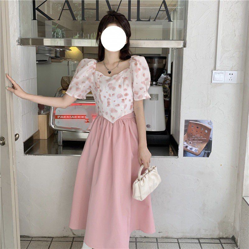 K 2pcs set Pink Puffy Sleeves Floral Top Maxi Skirt XT180223A03 LIMITED Ready Stock Women s Fashion Dresses Sets Sets or Coordinates on Carousell