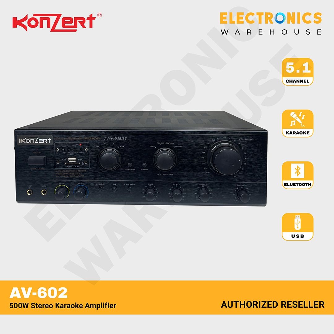 Konzert AV-602 USB/BT 500W Stereo Karaoke Amplifier, Audio, Soundbars ...