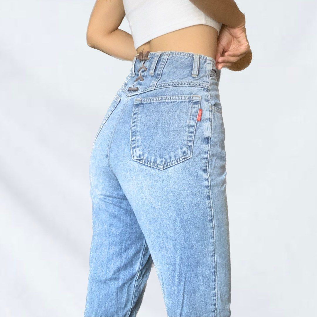 Light Blue Mom Jeans, Women's Fashion, Bottoms, Jeans & Leggings on