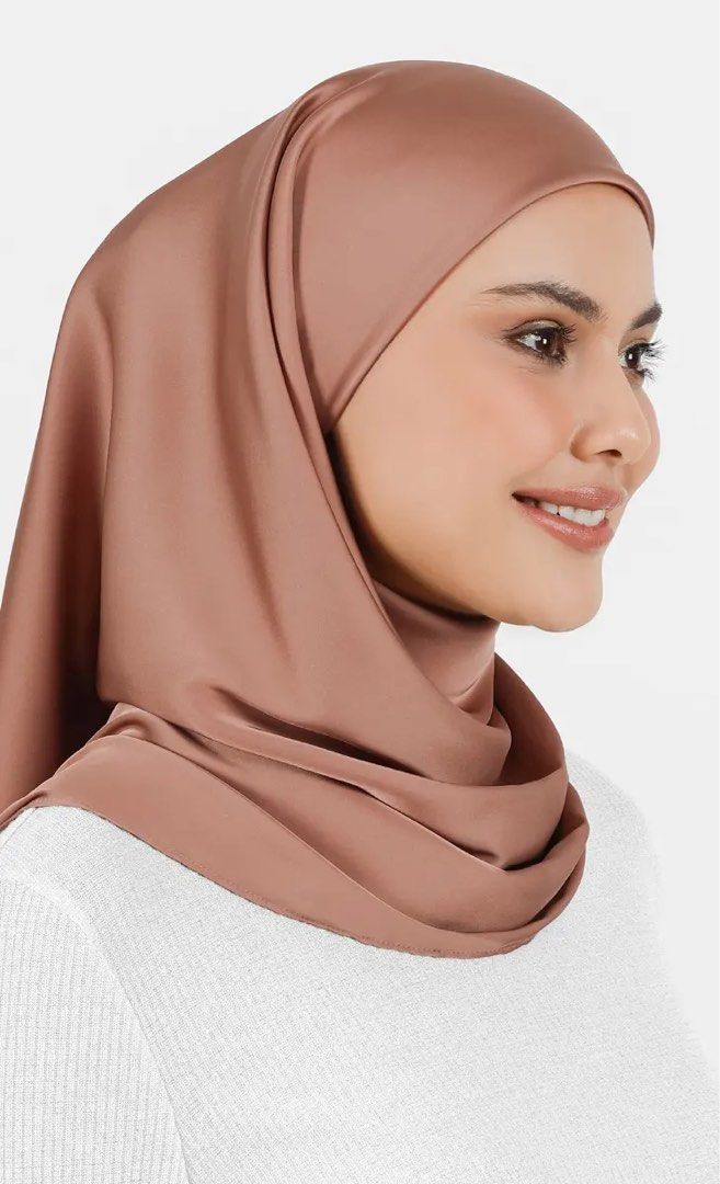 LILIT Scarves Square Satin Bawal in Cocoa