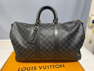 Sold at Auction: LOUIS VUITTON, LOUIS VUITTON Damier Graphite Keepall Bandouliere  45 Luggage Bag
