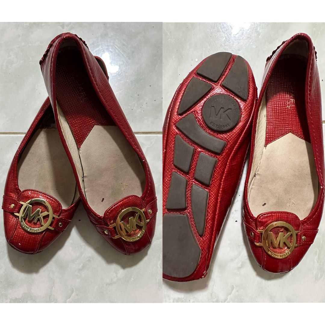 Michael Kors Womens Kendrick Scarlett Red Leather Slip On Shoes  eBay