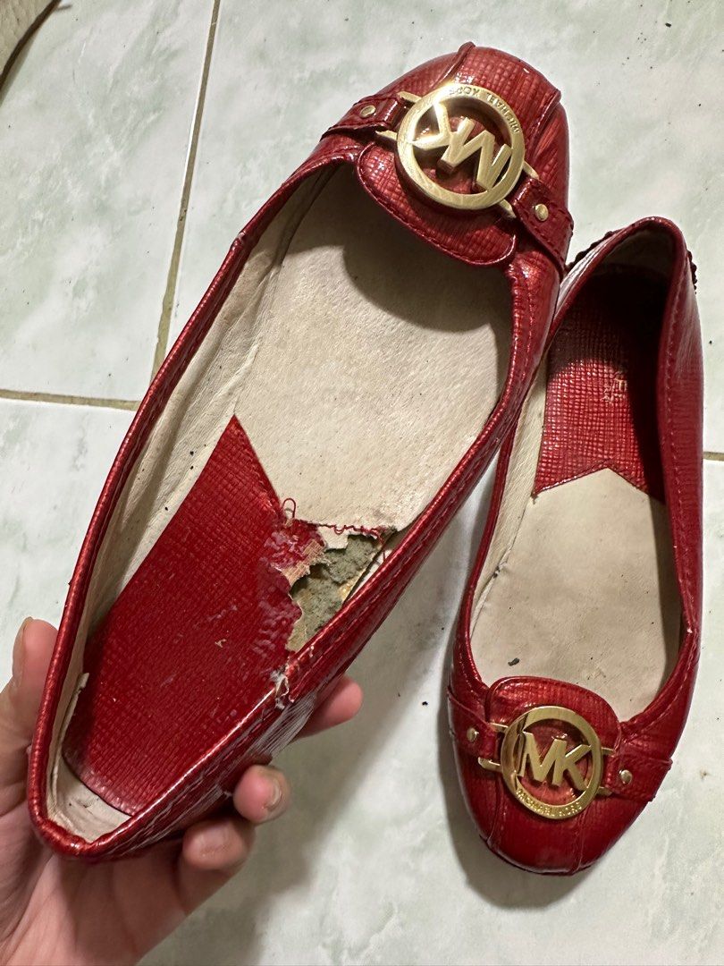 Mk red flat shoes store