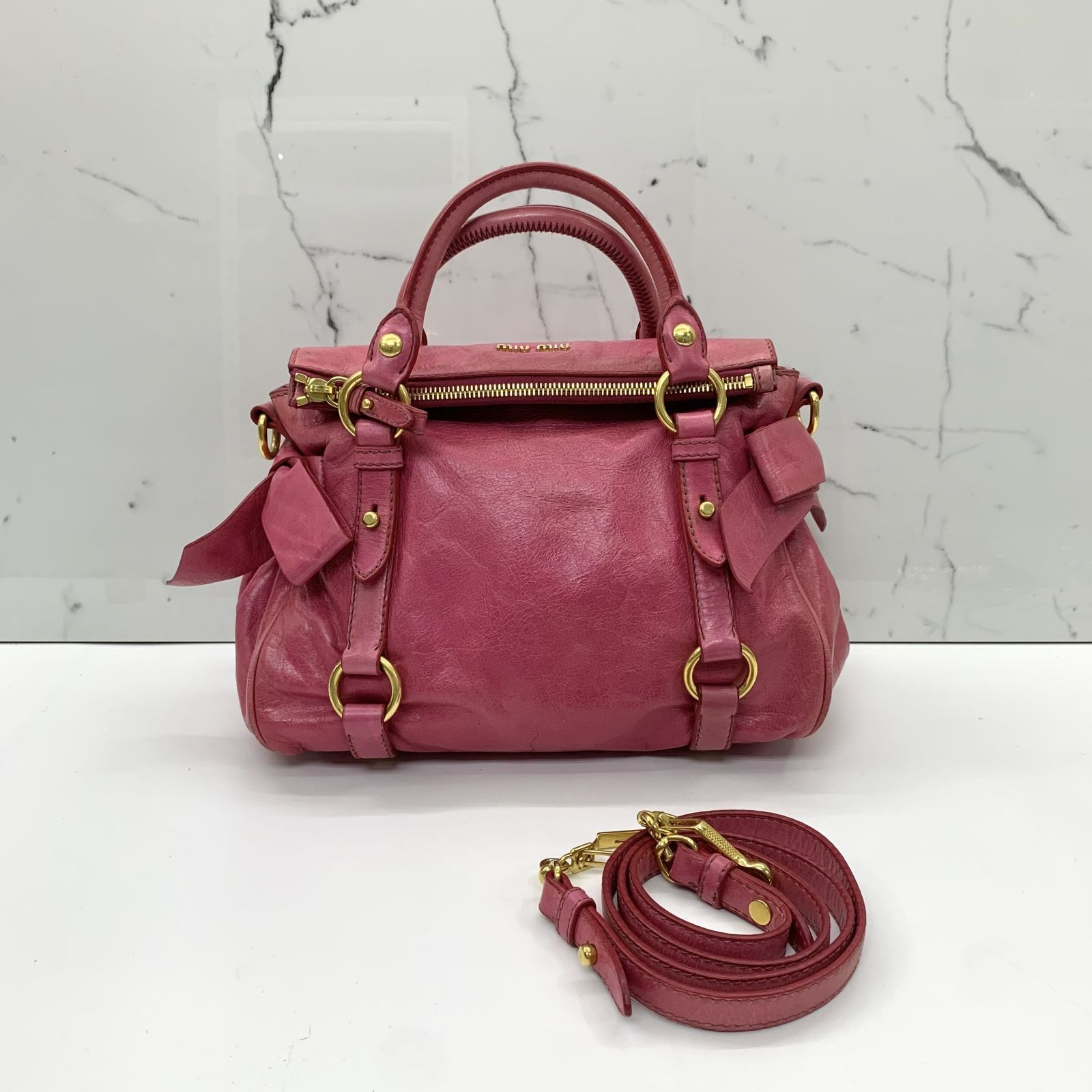 MIU MIU PINK RIBBON 2WAY SHOULDER BAG 237008327 WE, Luxury, Bags 