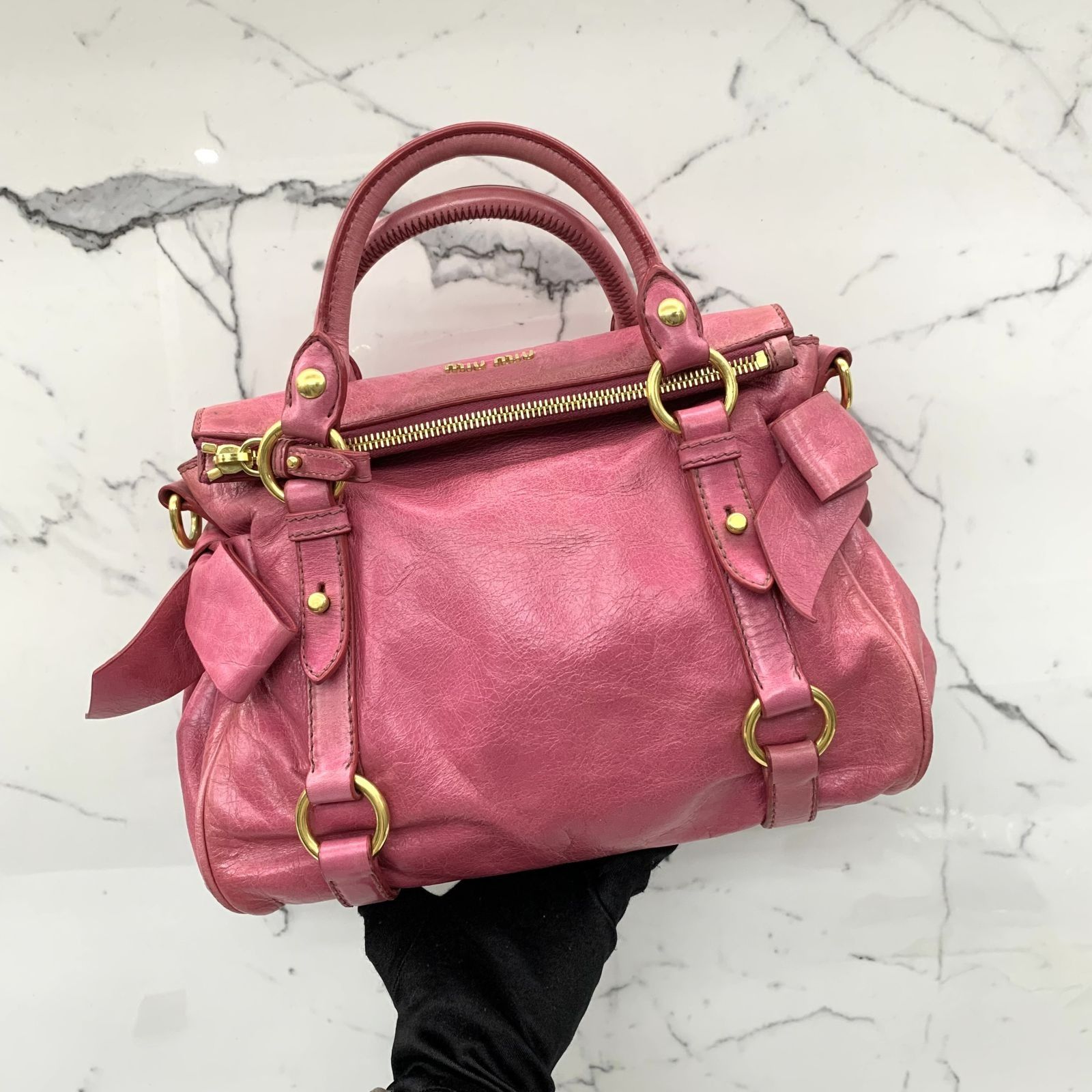 Miu Miu Vitello Lux Hand Bag 2way Pink