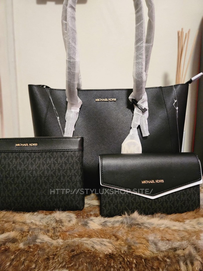 Michael Kors Charlotte Large Leather 3-in-1 Tote Crossbody Handbag