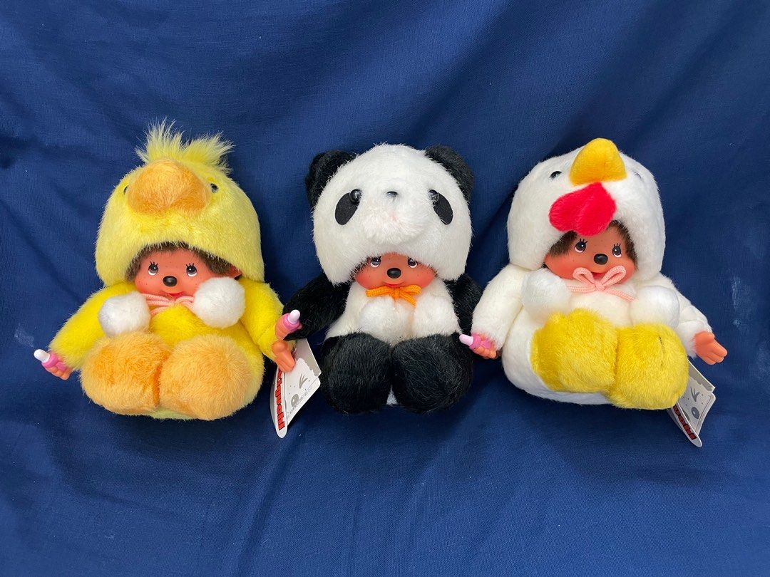 3 Monchhichi All 3 pcs Monchhichi on animal costumes chicken duck panda Carousell