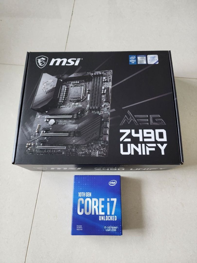 MSI MEG Z490 UNIFY LGA 1200 motherboard, Intel Core i7 10700KF, G.SKILL  Ripjaws V Series 32GB, be quiet! Dark Rock Pro 4 CPU Cooler