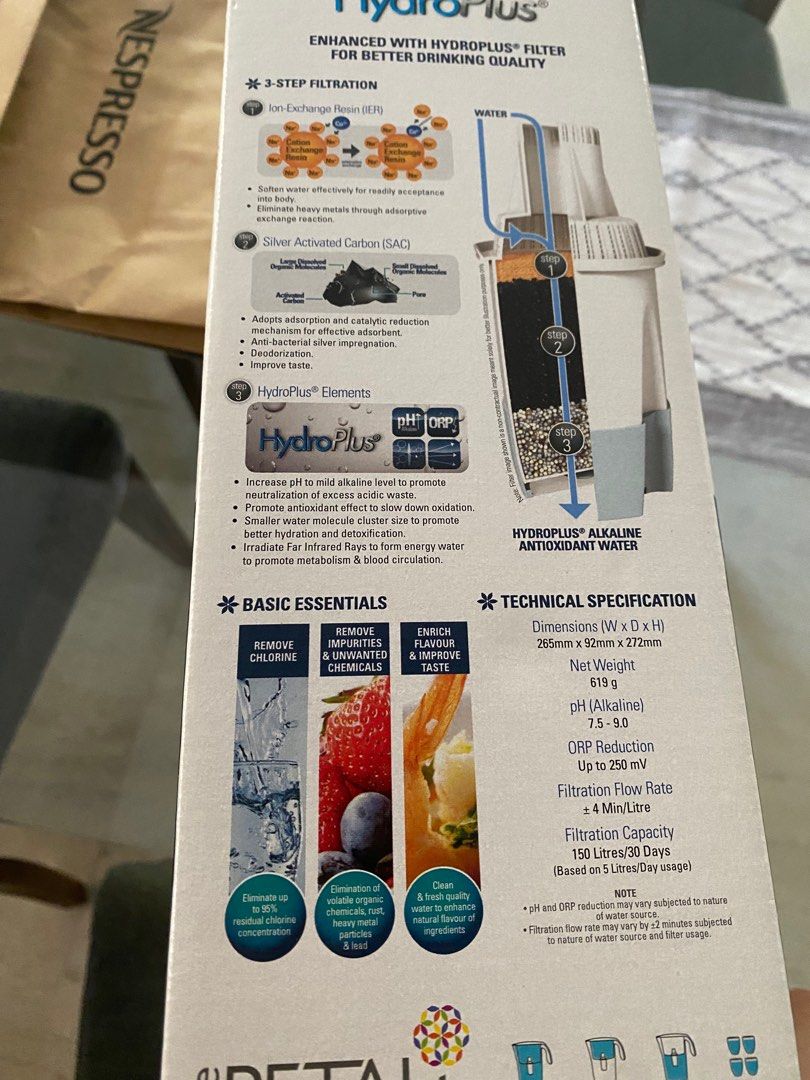 Novita Hydroplus filter pitcher, Furniture & Home Living, Kitchenware