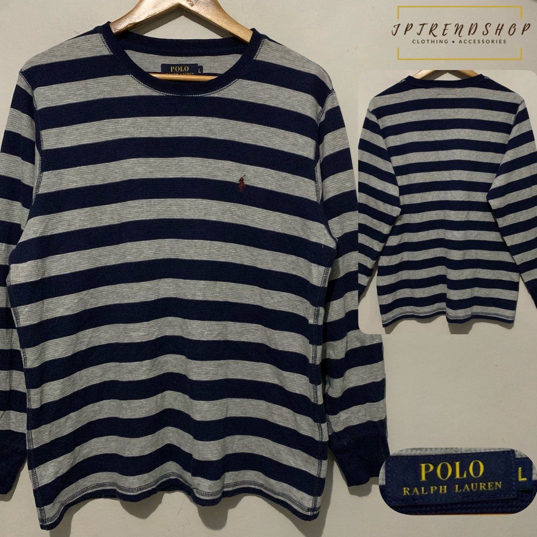 POLO BY RALPH LAUREN STRIPED THERMAL CREW RUGBY STRIPED SLEEP SHIRT  LONGSLEEVES, Men's Fashion, Tops & Sets, Sleep and Loungewear on Carousell