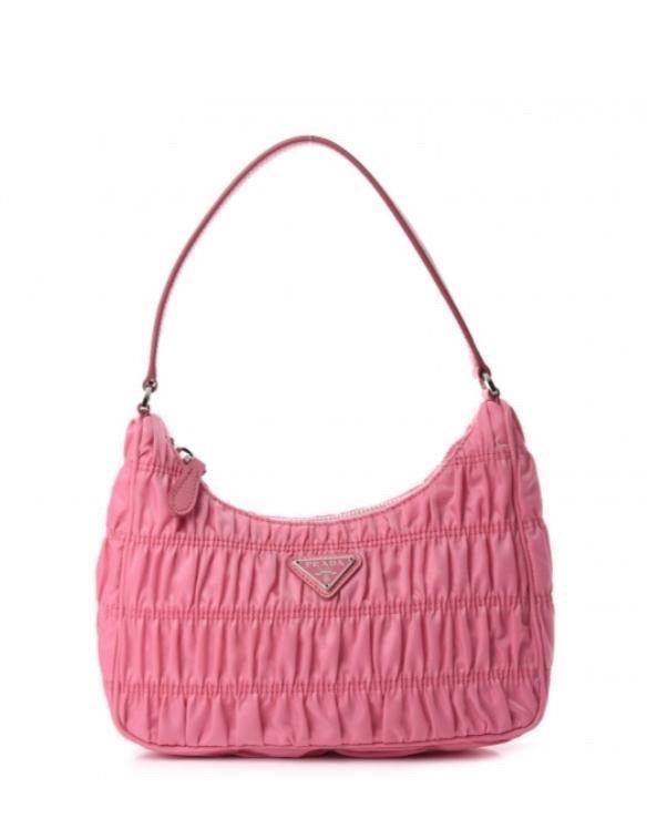 Prada Nylon Gaufre Shoulder Bag in Begonia Pink, Luxury, Bags & Wallets