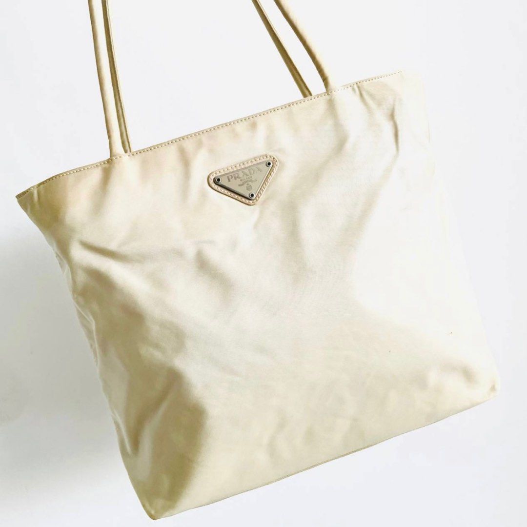 White nylon shop tote bag