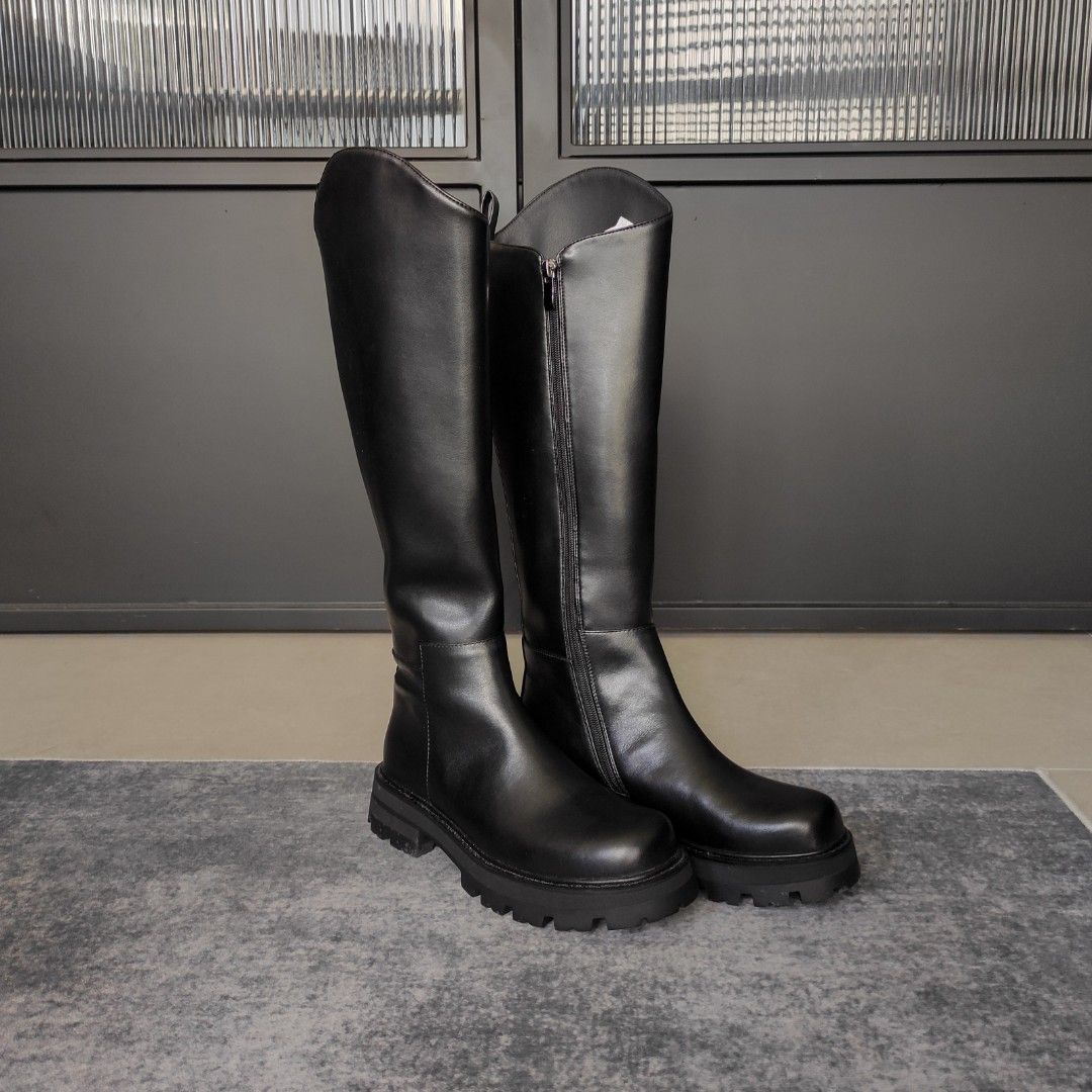 Genuine leather knee high boots discount