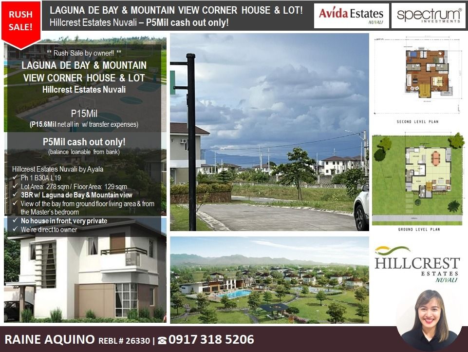 RUSH SALE! LAGUNA DE BAY and MOUNTAIN VIEW CORNER HOUSE & LOT Hillcrest