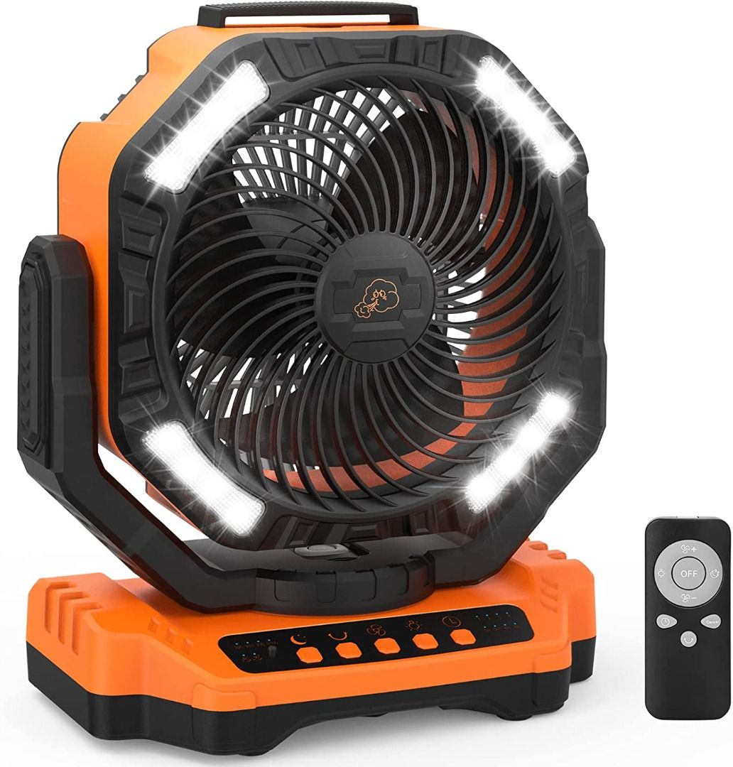 SALLOUS 40000mAh Camping Fan with LED Light, 13’’ Rechargeable Battery Operated Table Fan, Auto