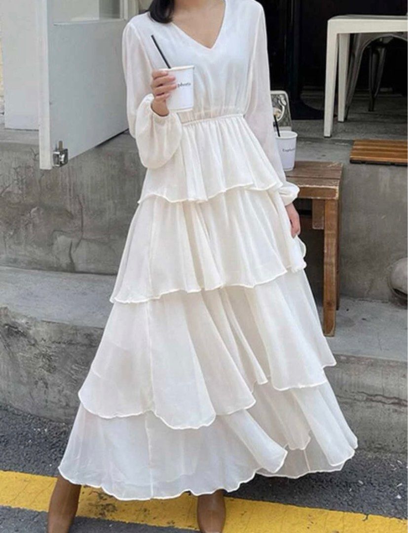Shein white maxi dress discount