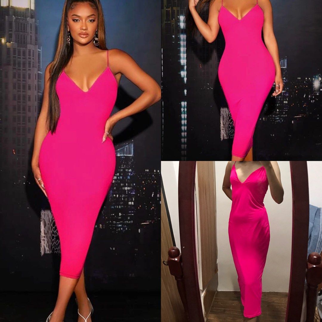 SHEIN MAXI PINK BODYCON SEXY DRESS Women s Fashion Dresses