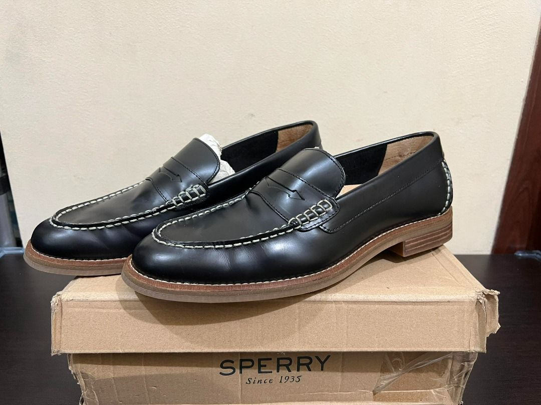 Sperry black cheap penny loafers