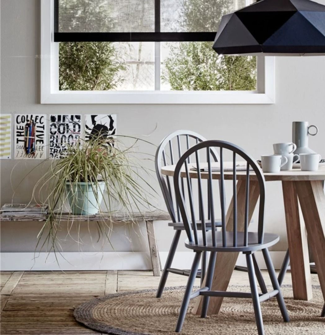 STAVE Rustic Solid Wood Round Dining Table, Furniture & Home Living ...