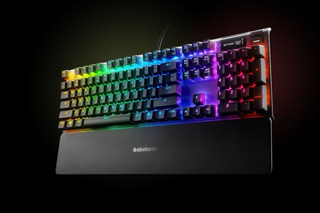 STEELSERIES APEX 7 MECHANICAL GAMING KEYBOARD (BLUE CLICKY SWITCH) (Category: Computer Keyboard) located in San Juan City. Submitted by blueswitchpc (Listing ID 1224656561, Image 2). Description: 🚨 RESTOCK ALERT 🚨 STEELSERIES APEX 7 MECHANICAL GAMING KEYBOARD (BLUE CLICKY SWITCH). APEX 7 Mechanical Switch Gaming Keyboard with OLED Smart Display ● OLED Smart Display delivers information straight from games and apps ● Instant notifications from D
