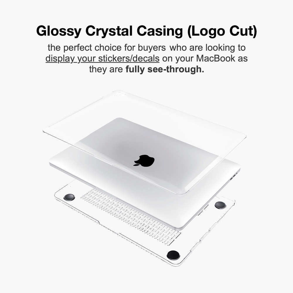 Super Clear Glossy Casing MACBOOK LOGO CUT OUT Case FOR 2018-2023 NEW ...