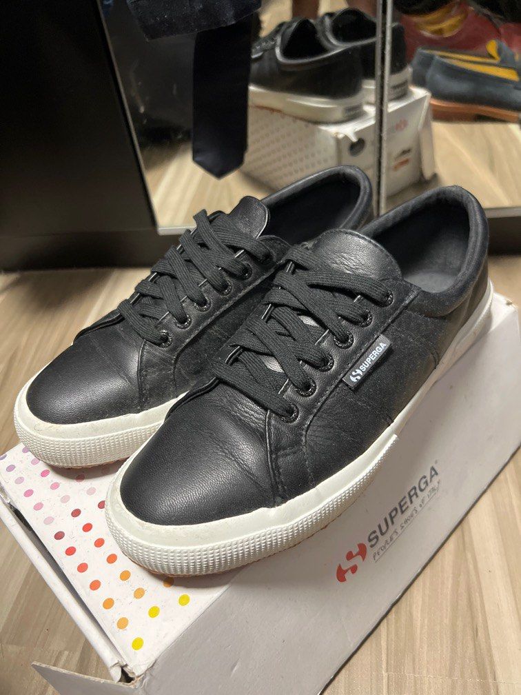 Superga black leather sneakers