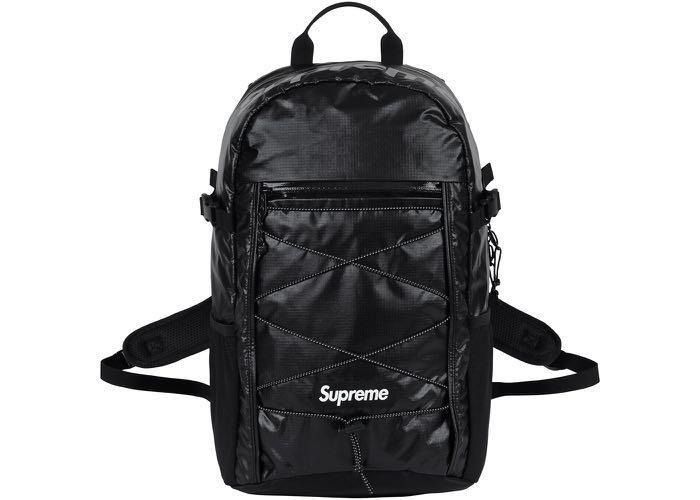 SUPREME 黑色反光料背囊BLACK BACKPACK。Gen 43rd fw17。Cordura