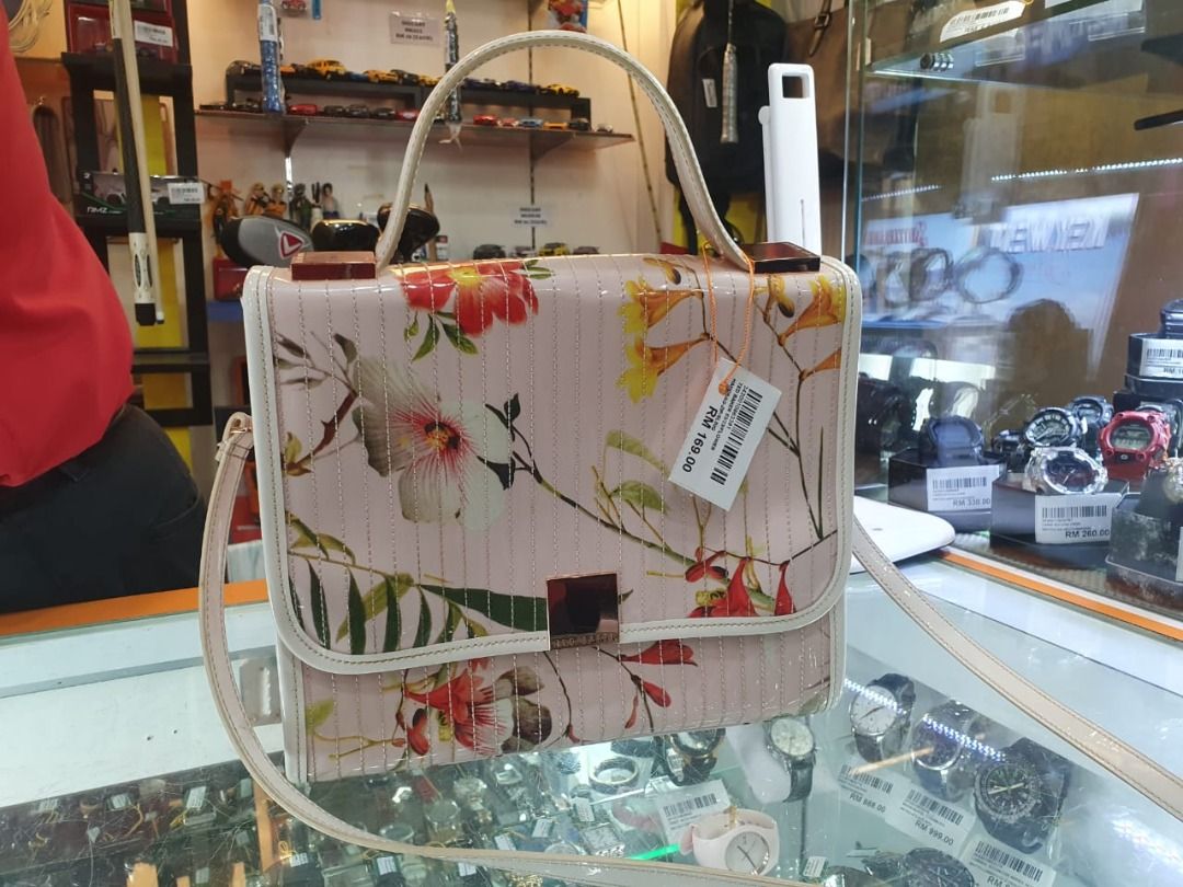 TED BAKER Women Bags Shoulder Pale pink PVC Botanical rose gold tone hardware Bloom