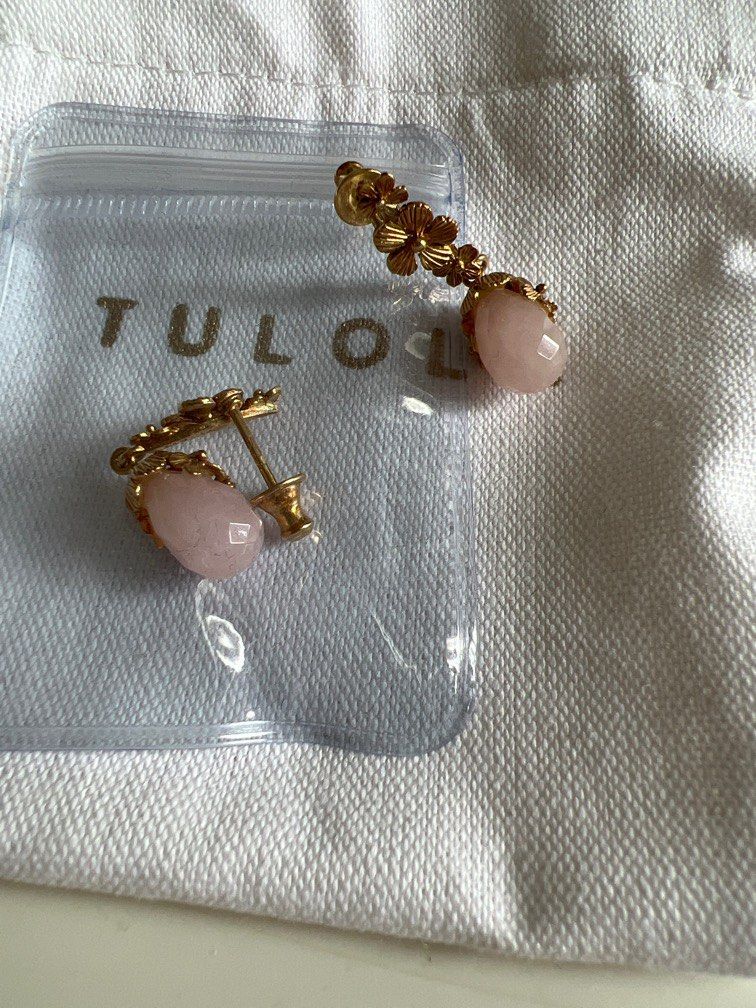 Tulola Rose Quartz Earrings Fesyen Wanita Aksesoris di Carousell