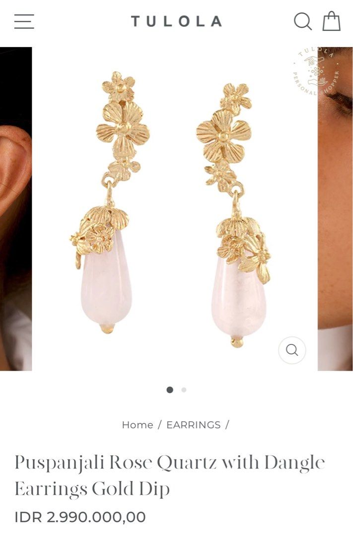 Tulola Rose Quartz Earrings Fesyen Wanita Aksesoris di Carousell