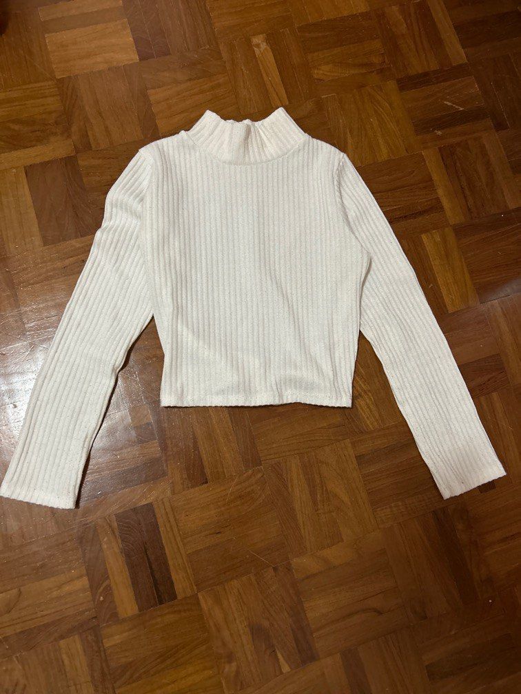 White mock sales neck shirt