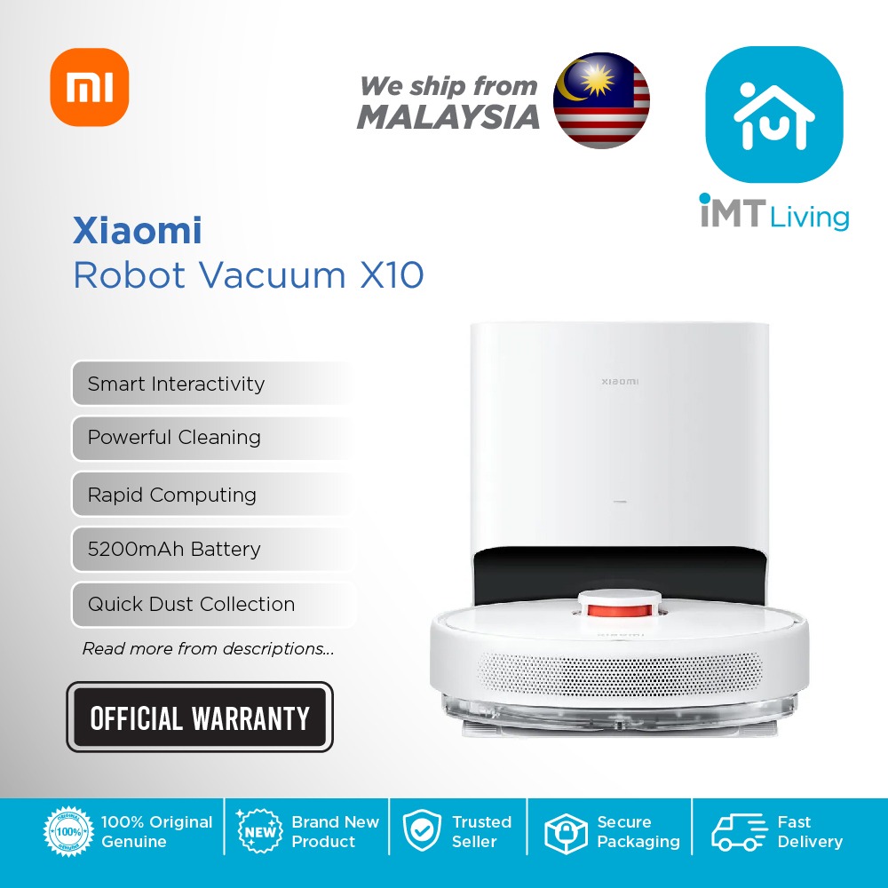 Xiaomi Robot Vacuum X10, Mi Malaysia Warranty, 2 in 1 Mopping System