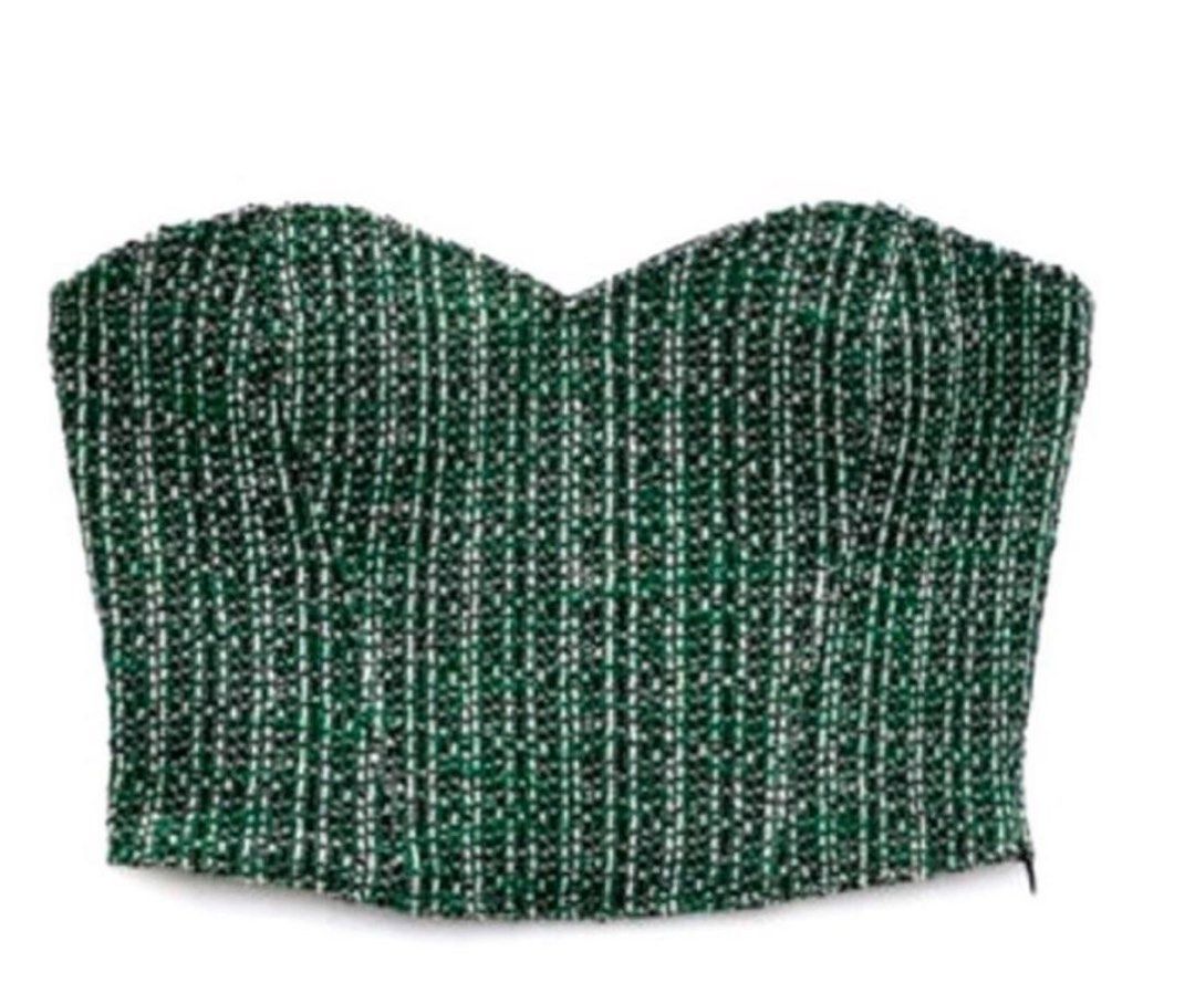 Zara Tweed Corset Mini Skirt Zara Zara TEXTURED CORSET TOP And