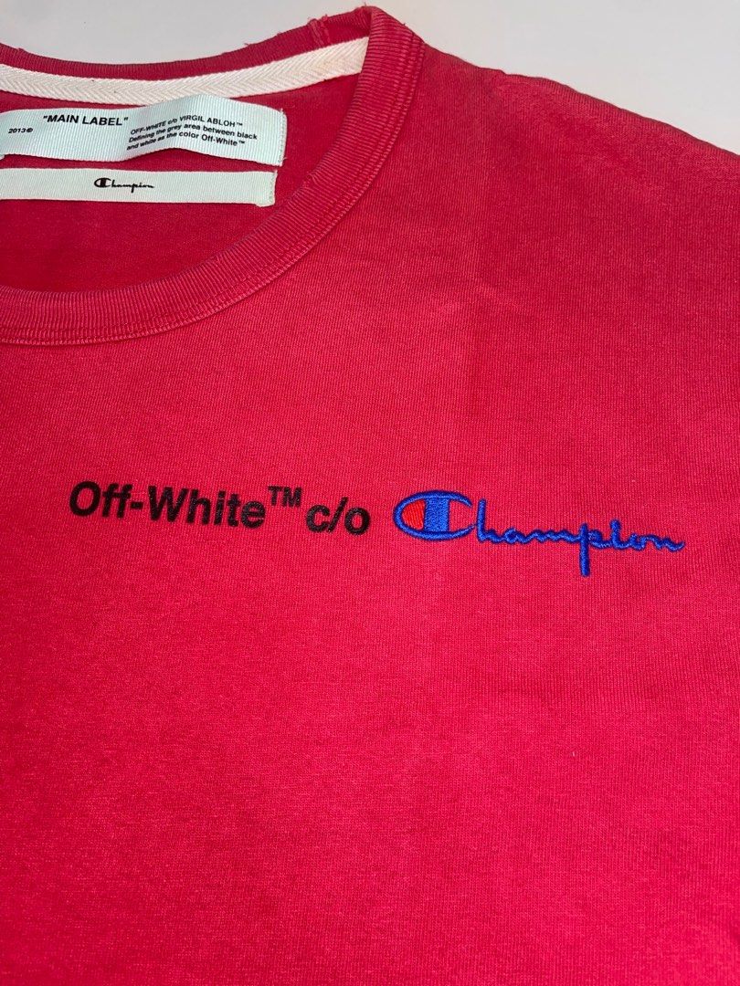 Off white x champion tee red sales