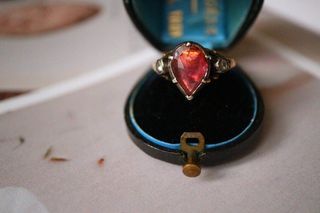1830s封背鑲珍品 稀有手切紅寶石心型戒指 購於鑲城