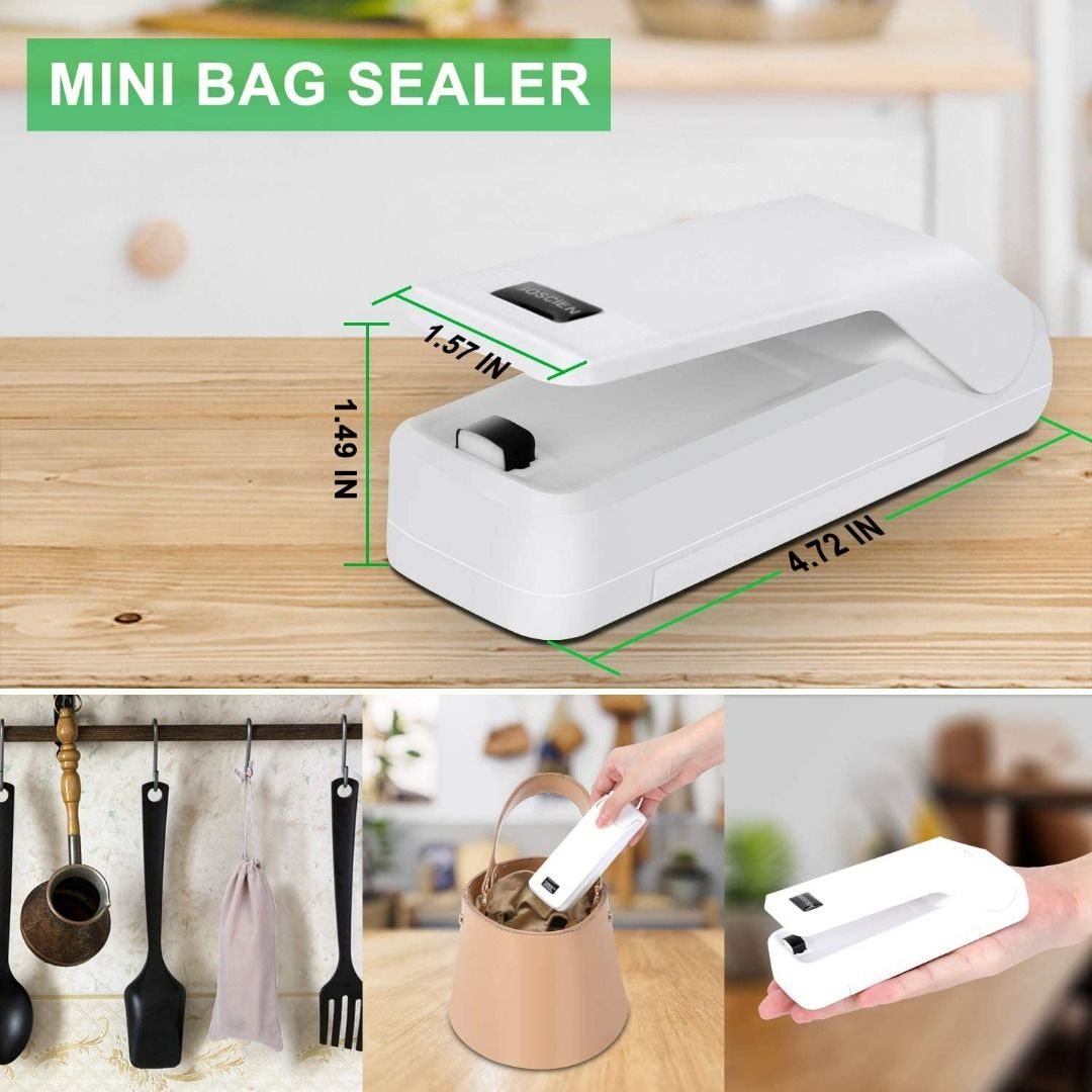 Mini Bag Sealer USB Rechargeable Heat Sealer Cutter Mini Chip Bag