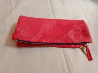40$ clare vivier red leather pouch made in USA