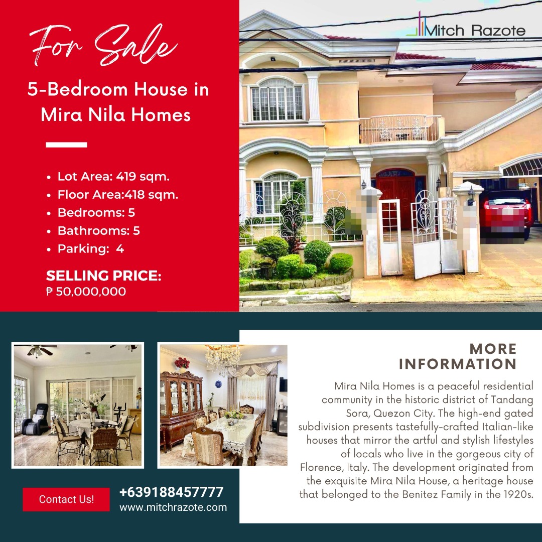 5Bedroom House For Sale in Mira Nila Homes Peaceful Neighborhood in