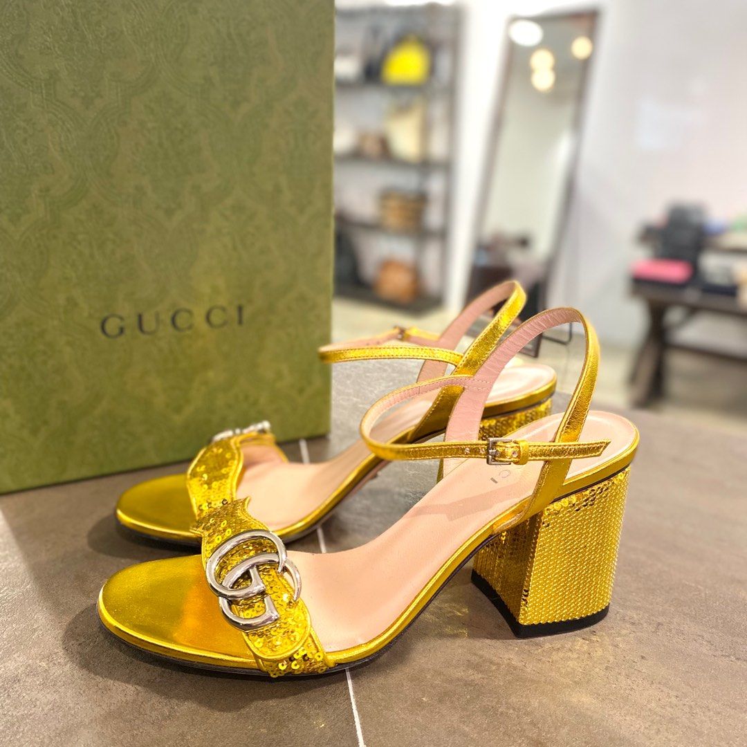 Gucci marmont store sandals gold