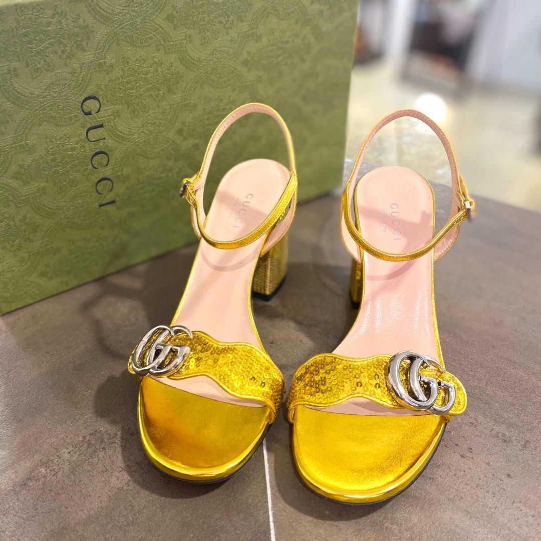Gucci marmont sandal store gold
