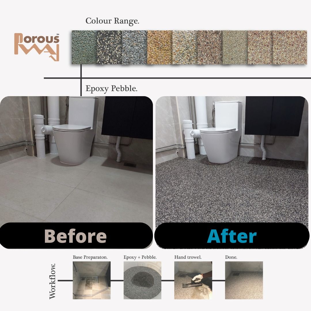 Anti slip flooring for elderly HDB Toilet antislip overlay