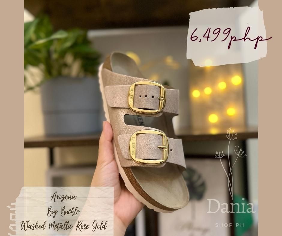 Arizona big buckle clearance washed metallic rose gold