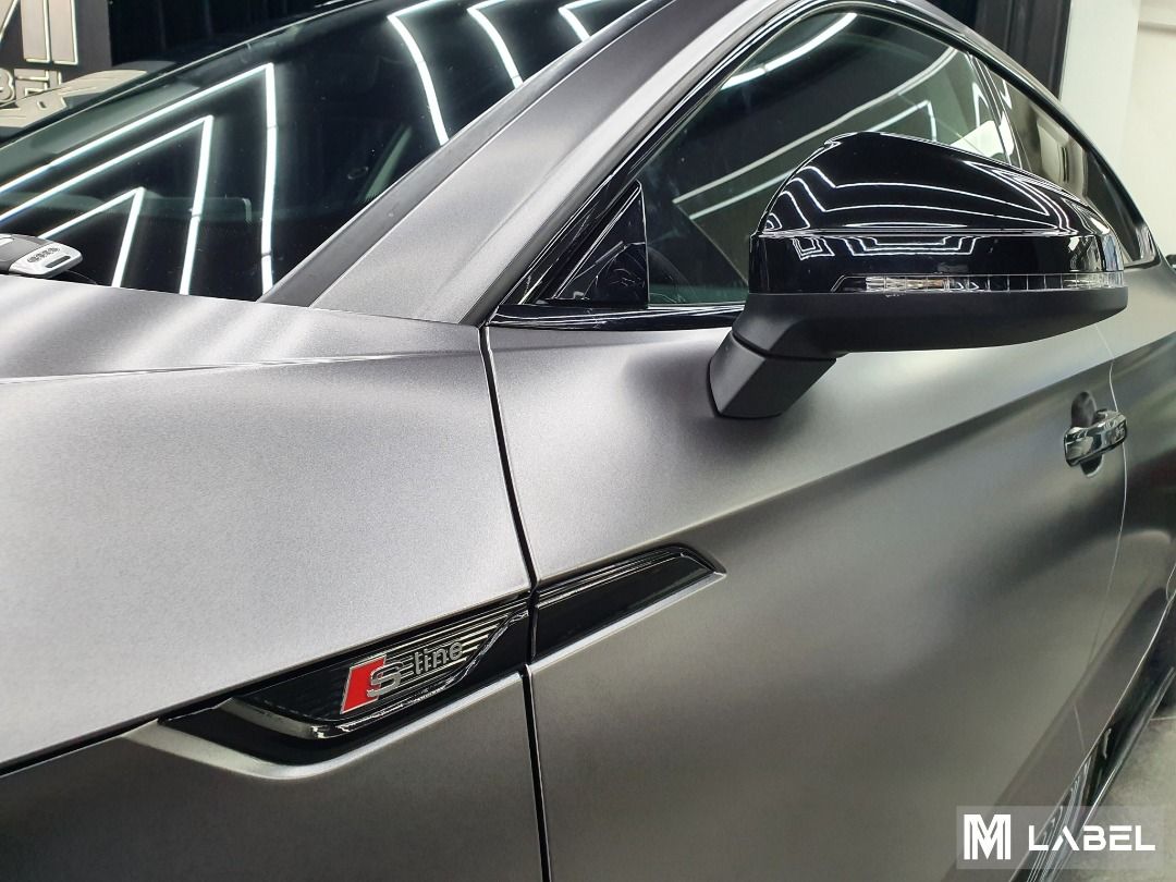 Audi A5 Sportback Full Vinyl Wrap Satin Metallic Gunsmoke Grey, Car