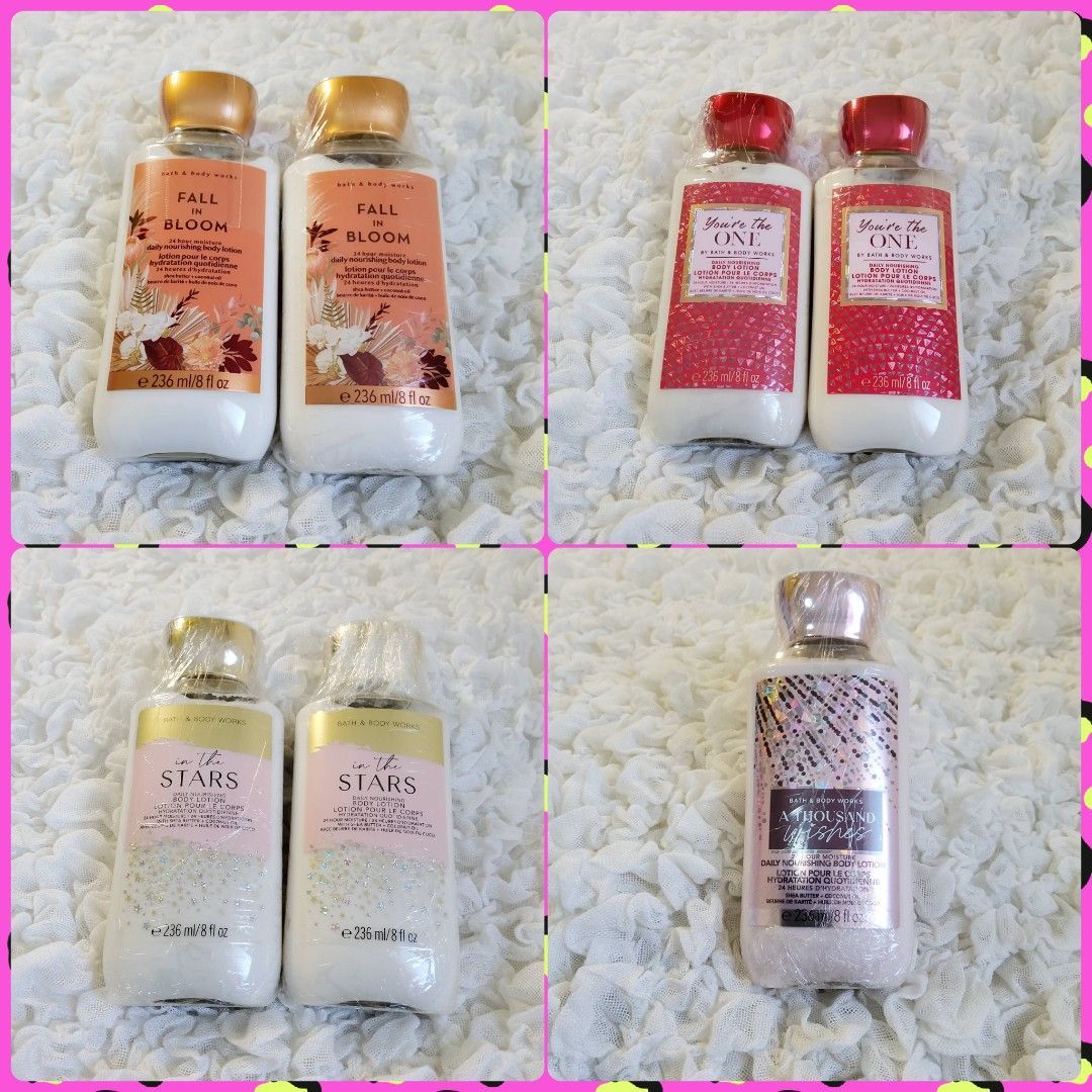 Authentic Bath & Body Works Body Lotiom (Category: Body Care) located in Las Pinas. Submitted by shimmers_stuff (Listing ID 1222777017, Image 3). Description: Guaranteed Authentic Bath & Body Works Lotion PhP499 each except for rare scent Can be Shopee checkout with add'l cost: shopee.ph/girlmc From USA, Canada & Dubai Marshamallow Pumpkin Latte Champagne Apple & Honey Blueberry Sugar Pancake Midnight Amber Glow Fall in Bloom In the Stars You're 