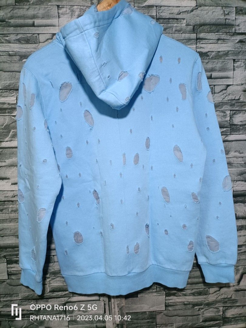 Givenchy distressed hoodie blue clearance