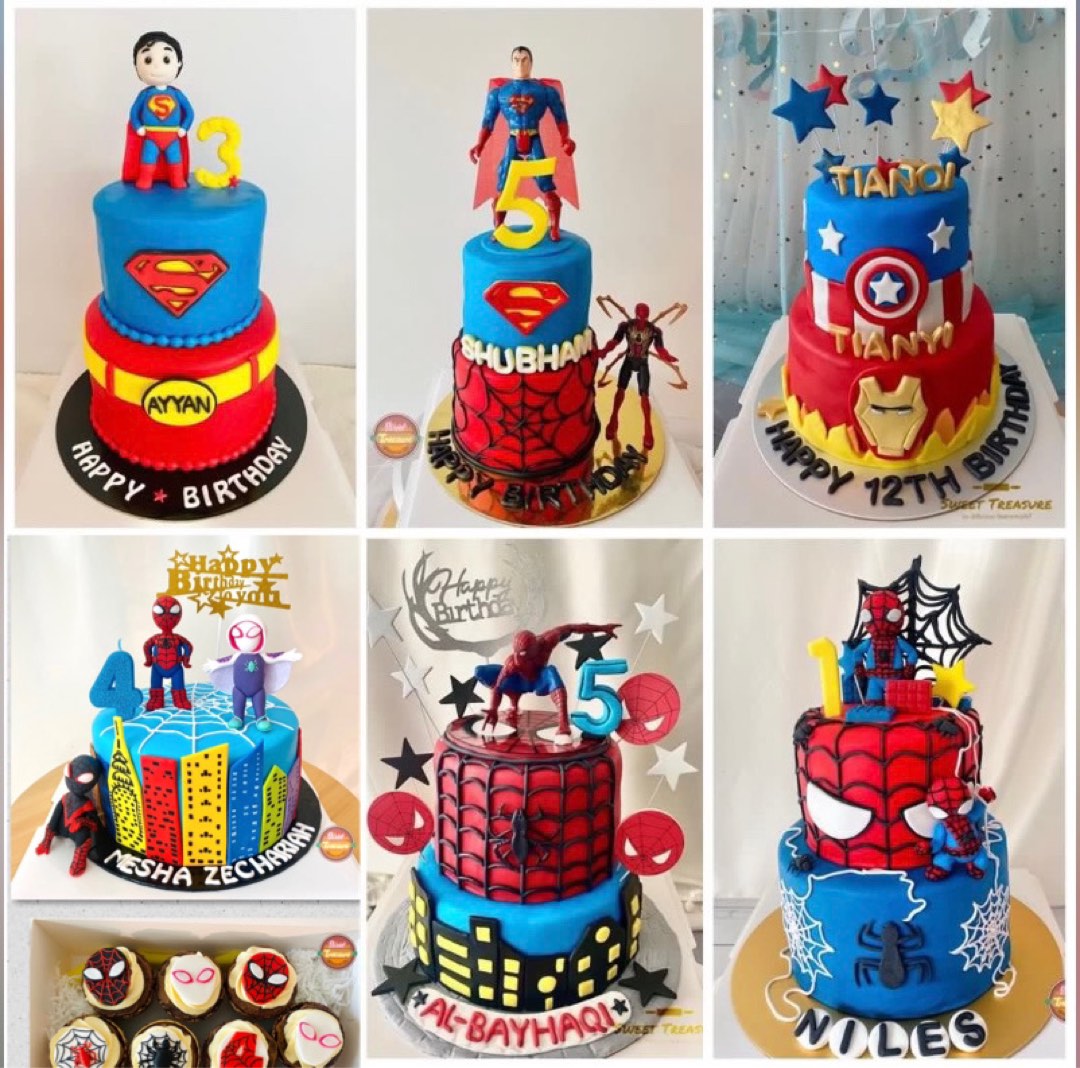 Superhero theme 2 tier cake for kids birthday - Decorated - CakesDecor