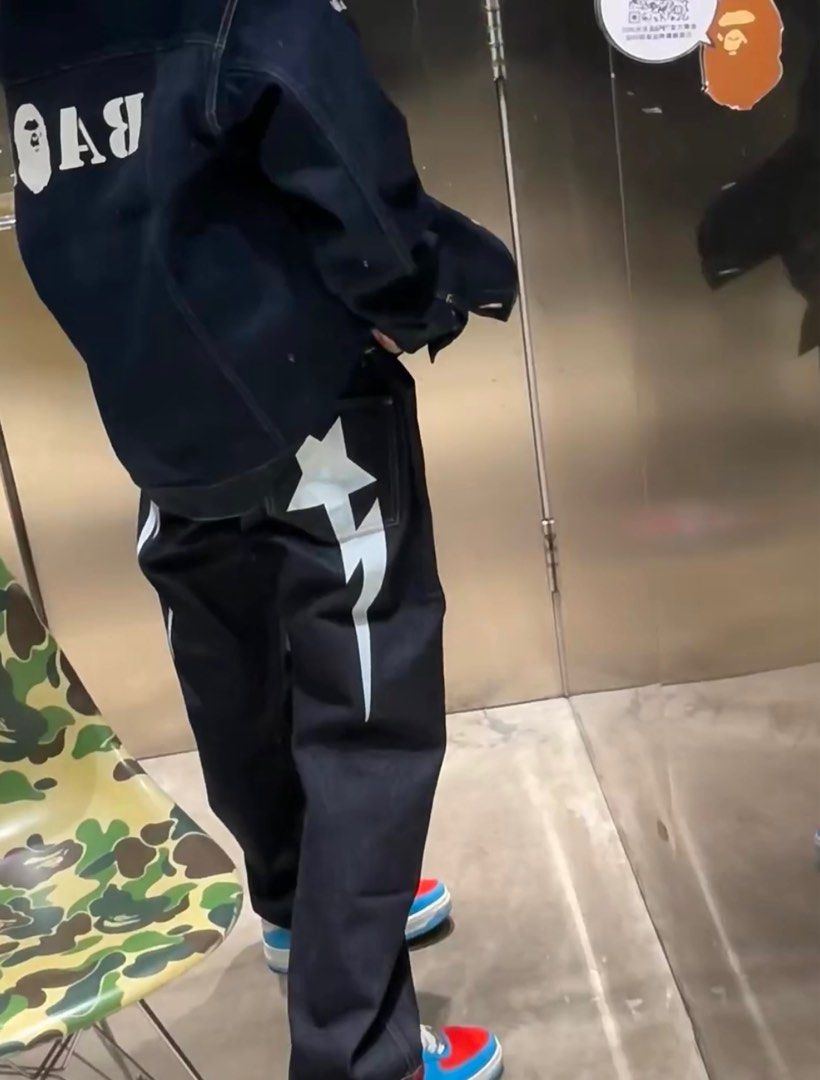 BAPE STA RELAXED FIT DENIM PANTS, Men's Fashion, Bottoms, Jeans on